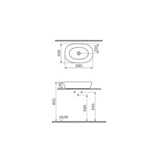 VitrA Outline Çanak Lavabo Oval 60x40 cm Mat Beyaz 5995B401-0016