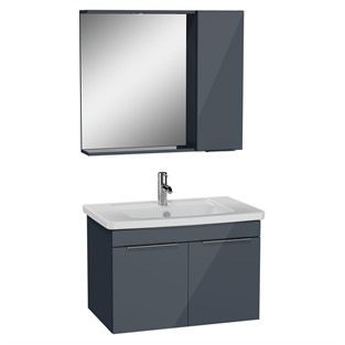 VitrA Quadrum Banyo Dolabı Seti 80 cm Parlak Antrasit 66197