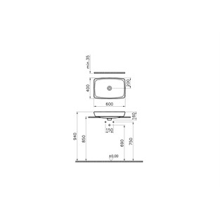 VitrA Metropole Tezgahaltı Lavabo 5668B003-1083