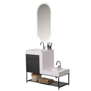 Kobos Up-Down 100 cm Banyo Dolabı Seti Carbon Grey Dark