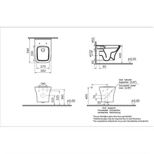 VitrA Smooth Flush 54 cm Zentrum Square Asma Klozet 7485L003-0090
