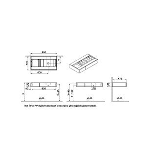 VitrA Origin Çekmeceli Tezgah 90 cm Hareli Siyah Meşe 65676