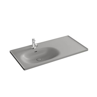 VitrA Equal Asimetrik Etajerli Lavabo 100 Cm Mat Taş Gri 7243B476-0001