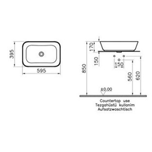 VitrA Geo Çanak Lavabo Dikdörtgen 60 cm 7425B003-0016