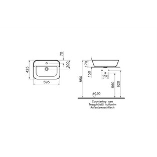 Geo Dikdörtgen Çanak Lavabo 60 cm-Beyaz 7426B003-0041