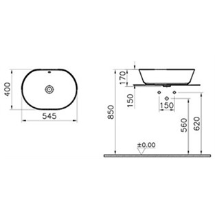 VitrA Geo Oval Çanak Lavabo 55 cm 7427B003-0016