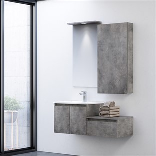 ORKA Sidney Banyo Dolabı Takımı Retro Gümüş 110 cm ORKA5000690