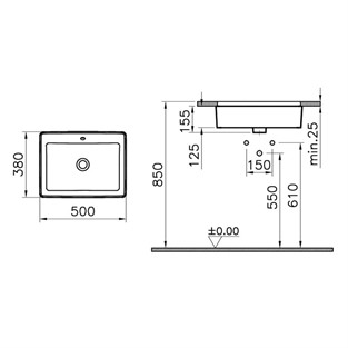 Nuo Tezgahaltı Lavabo 50 cm-Beyaz 7436B003-1082