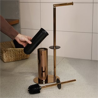 Kobos Hareketli WC Set Yuvarlak Parlak Bakır KBW-829RS