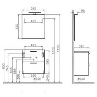 VitrA Mia Banyo Dolabı Seti 60 cm Parlak Beyaz 75021