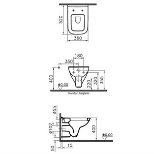 VitrA S20 Rim-ex Asma Klozet+Soft Kapak 7507B003-6191