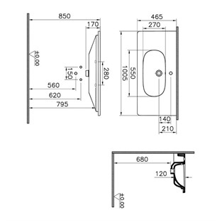 VitrA Zentrum Etajerli Lavabo 100 cm 7794B003-0001