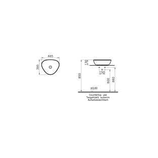 VitrA Plural Üçgen Çanak Lavabo 47x40 cm Mat Beyaz 7812B401-0016
