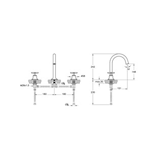 VitrA Origin Classic Lavabo Bataryası 3 Delikli Mat Siyah A4289136
