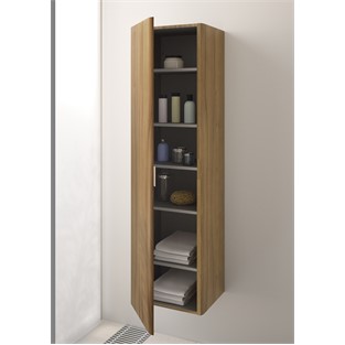 VitrA Nest Boy Dolabı 45 cm Tek Kapaklı Hareli Doğal Ahşap Sol 56187