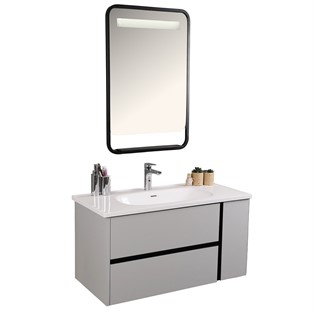 Kobos Linear 100 cm Banyo Dolabı Seti Light Grey