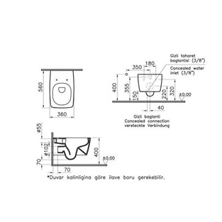 VitrA Metropole Rim-ex Asma Klozet-Beyaz 7672B003-0559