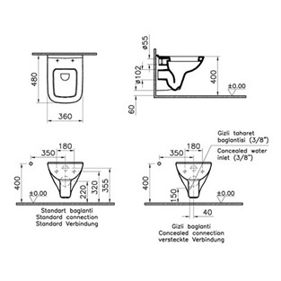 VitrA S20 Rim-ex Asma Klozet 7741B003-0850