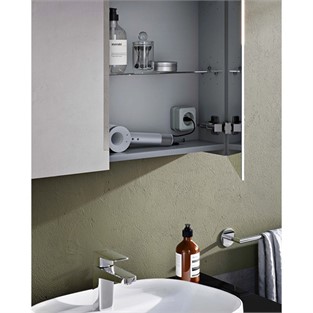 VitrA Aydınlatmalı Prime Dolaplı Ayna 80 cm Fırçalı Krom