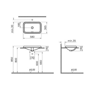 Valarte Tezgahüstü Lavabo 58 cm-Beyaz 7800B003-0012