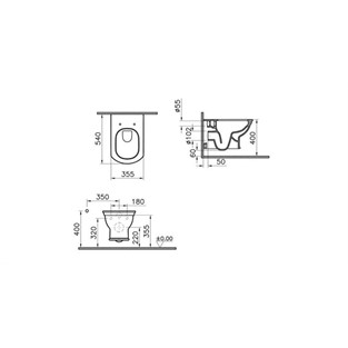 VitrA Valarte Rim-Ex Asma Klozet 54 cm Beyaz 7805B003-0090