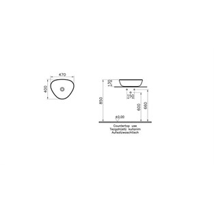 VitrA Plural Üçgen Alçak Çanak Lavabo 47 cm-Mat Vizon 7812B450-0016