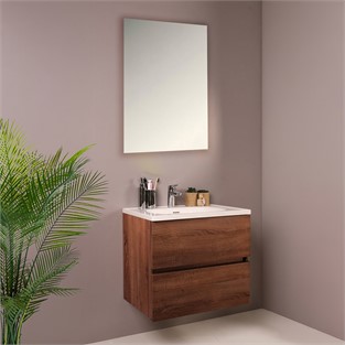 Kobos Simple 60 cm Çekmeceli Banyo Dolabı Seti Miling Oak