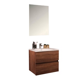 Kobos Simple 60 cm Çekmeceli Banyo Dolabı Seti Miling Oak