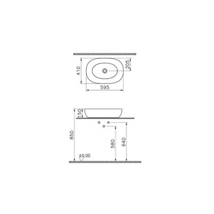 VitrA Outline Recycled Çanak Lavabo 60cm Mat Bej 7995B066-0016