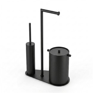 Kobos Nova Çöp Kovalı Yuvarlak Hareketli WC Set Mat Siyah KBW-907MB