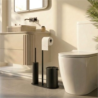 Kobos Nova Çöp Kovalı Yuvarlak Hareketli WC Set Mat Siyah KBW-907MB
