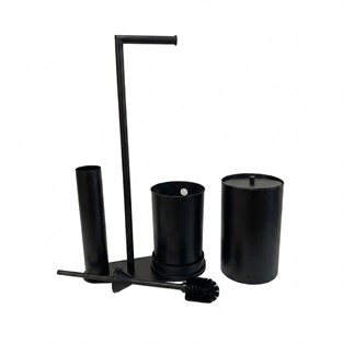 Kobos Nova Çöp Kovalı Yuvarlak Hareketli WC Set Mat Siyah KBW-907MB
