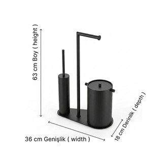 Kobos Nova Çöp Kovalı Yuvarlak Hareketli WC Set Mat Siyah KBW-907MB