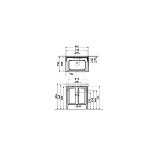 VitrA Valarte Kapaklı Etajerli Lavabo Dolabı 80 cm Mat Gri 62163