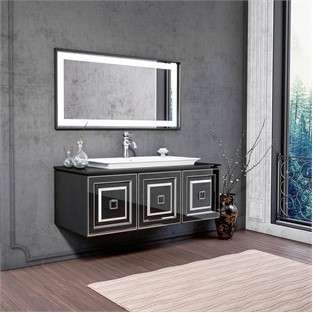 ORKA Style Banyo Dolabı Takımı Siyah Gümüş 120 cm ORKA5000768