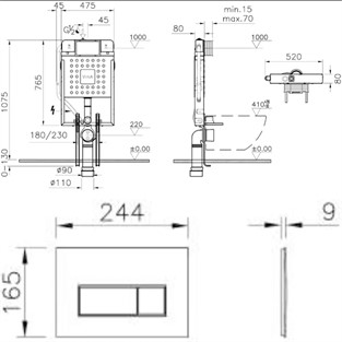 VitrA V8 Krom Gömme Rezervuar Seti 800-2028