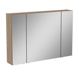 VitrA Mia Asimetrik Aynalı Banyo Dolabı Üç Kapaklı Altın Meşe 100 cm