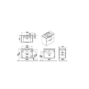 VitrA Root Flat Çekmeceli Lavabo Dolabı 80 cm Doğal Meşe 66302