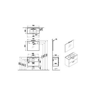 VitrA Mia Banyo Dolabı Seti 80 cm Antasit 75100