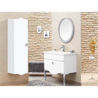 ORKA Cunda Banyo Dolabı Takımı Beyaz Gümüş 80 cm ORKA5002768