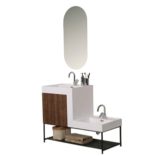 Kobos Up-Down 100 cm Banyo Dolabı Seti New Dark Walnut
