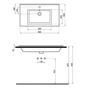 Newarc Silver Slim Lavabo 80 cm 501080