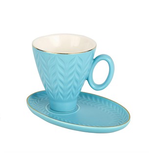 Vitale Yaprak Desenli Turkuaz Fincan Takımı MTFK.0095