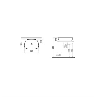 VitrA Outline Çanak Lavabo TV Şekilli 60x41 cm Mat Beyaz 5993B401-0016