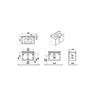 VitrA Root Classic Kapaklı Lavabo Dolabı 80 cm Mat Lacivert 68727