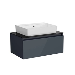 VitrA Nuo Lavabo Dolabı Parlak Antrasit 80cm (Çanak Lavabolu) 67693