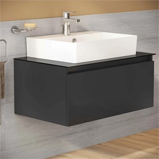 VitrA Nuo Lavabo Dolabı Parlak Antrasit 80cm (Çanak Lavabolu) 67693