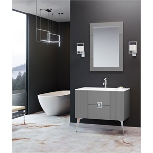 ORKA Adria Banyo Dolabı Takımı Mat Gri Krom 100 cm ORKA5000006