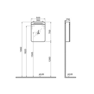 VitrA Sento Aydınlatmalı Dolaplı Ayna 50 cm Mat Antrasit Sağ 61671