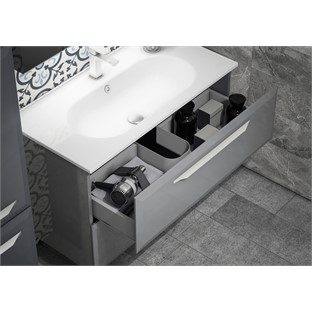 ORKA Nuvola Banyo Dolabı Takımı Parlak Gri Lake 80 cm ORKA5000593